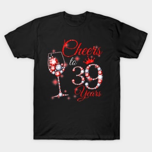 Cheers To 39 Years Old 39th Birthday Queen Diamond T-Shirt